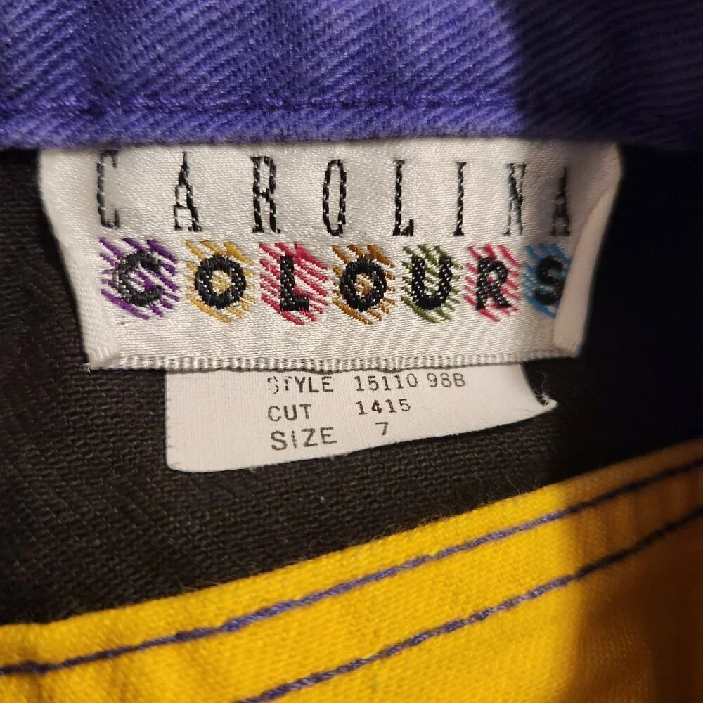 Vintage 80s Colorful Western Style Jean Shorts by Carolina Colours Size 7 - Picture 7 of 8